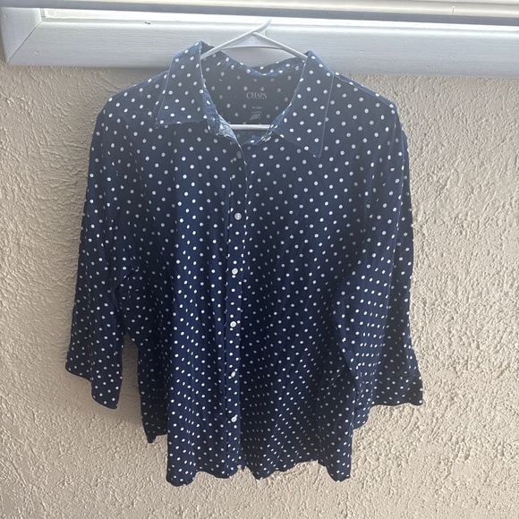 Chaps polka dot button down - Picture 1 of 4